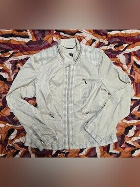 White House Black Market tweed-trim zip jacket
